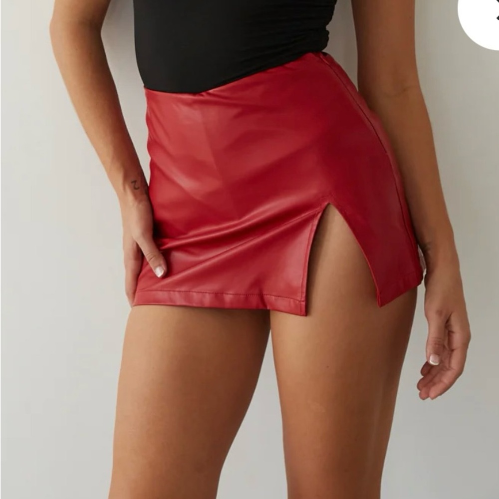 American Threads new Red faux leather skort